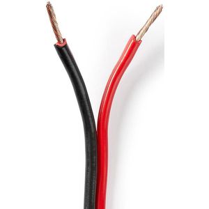 Nedis Speaker-Kabel - 2x 1.50 mm² - CCA - 100.0 m - Rond - PVC - Rood / Zwart - Folieverpakking