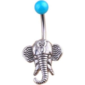 Fako Bijoux® - Navelpiercing - Olifant - Blauw