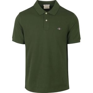 Gant - Shield Piqué Poloshirt Donkergroen - Regular-fit - Heren Poloshirt Maat XXL