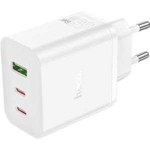 Hoco 65W Snellader met 3 USB Poorten – 2x USB-C & 1x USB-A – Zwart - Geschikt voor Laptop, MacBook, iPhone, iPad, Samsung telefoon, Tablet