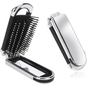 Opvouwbare Reis-Haarborstel met Spiegel - Draagbare Haarstyling Kam voor Mannen en Vrouwen