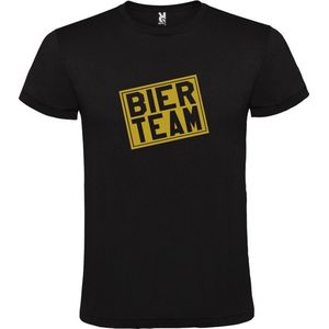 Zwart  T shirt met  print van ""Bier team "" print Goud size XXL