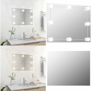 vidaXL Wandspiegel zonder lijst met LED-lampen rechthoekig glas - Wandspiegel Met LED-verlichting - Wandspiegels Met LED-verlichting - Wandspiegel Met LED - Wandspiegel Met LED's
