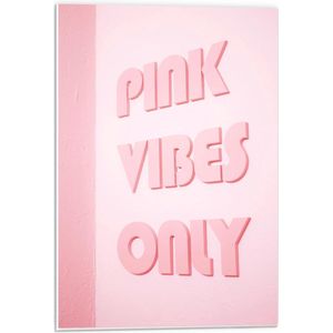 Forex - Roze Bord met Tekst Pink Vibes Only  - 40x60cm Foto op Forex