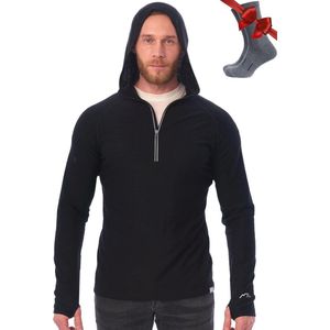 Lichte Merinowol Baselayer Herenhoodie – Thermoshirt Met Lange Mouwen