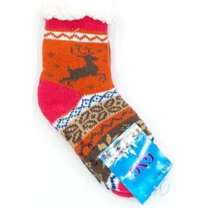 Kerstsokken rendier unisex kerstcadeau gevoerde sokken kindersokken verwarmde sokken anti slip sokken fleece sokken dikke sokken fluffy sokken slofsokken warme sokken bedsokken gevoerde sokken winter sokken multicolour maat 32-35