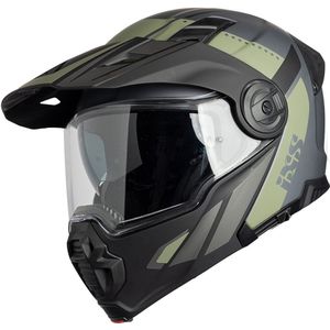 IXS Venture 1.0 Mat Zwart Grijs Groen Systeemhelm - Maat XXL - Helm