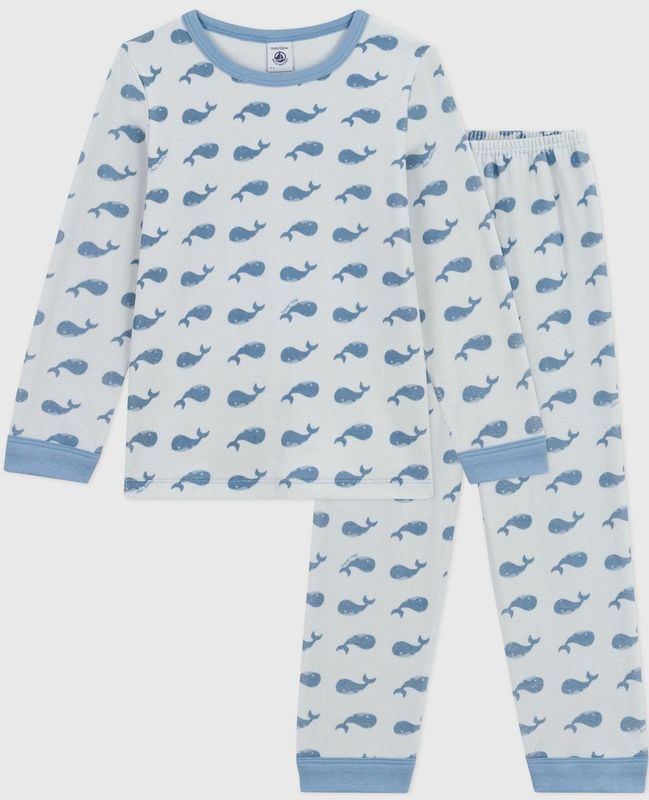 Petit Bateau - Fluwelen Kinderpyjama - Uniseks - Walvisjesprint