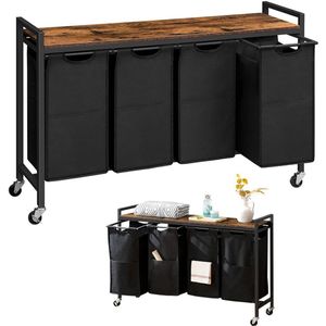 VELTRR® Wassorteerder 4 Vakken - Wasmand - Zwart