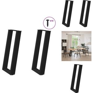 vidaXL Console Tafelpoot - Console Tafelpoten - Tafelpoot - Meubel Tafelpoot - Console tafelpoten 2 st U-vormig 28x(72-73) cm staal zwart