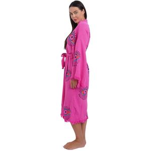 Kimono dames - 100% biologisch katoen - sauna badjas - zomer badjas - absorberend - handgemaakt - roze