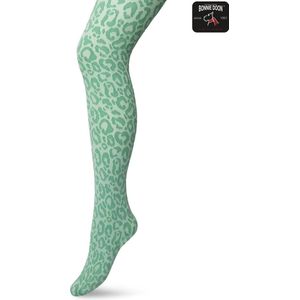 Bonnie Doon Kinder Panty met Panter Print 100 Denier maat 164-182 L Groen - Uitstekend Draagcomfort - Meiden Panty - Meisjes - Kinderen - Kids - Zebraprint - Dierenprint - Gladde Naden - Perfecte Pasvorm - Malachite Green - BP213904.277