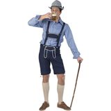 Funny Fashion - Boeren Tirol & Oktoberfest Kostuum - Blauwe Korte Gunther Tirol Lederhosen Man - Blauw - Maat 52-54 - Bierfeest - Verkleedkleding