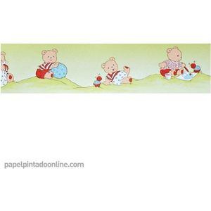 Four Friends - Kinderbehang - Behangrand - Behangpapier - Behang Babykamer - Lieve Beer - 0.13 x 5M.