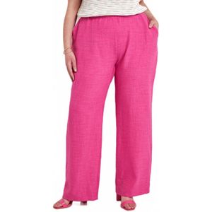 Broek met wijde pijpen en elastische tailleband in linnenlook