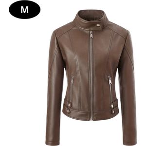 Nivard Leren Jas - Leather Jacket - Lederen Jas - Bomberjack - Pilotenjack - Blazer - Biker - Motorjas - Motormuis - Dames - Bruin S