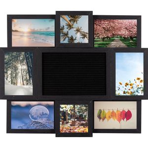 Letterbord - Henzo - Collagelijst voor 8 foto's plus tekst - Zwart