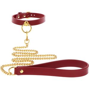 Luxe Bondage Halsband met Ketting - O-Ring Collar and Chain Leash voor BDSM - SM Halsband met Lijn - Gemaakt van PU-Leer en Nikkelvrij Metaal - Seksspeeltje - Sex Toy voor hem en haar - Kinky Speeltje