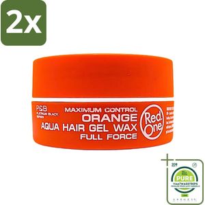 Red One Aqua Hair Gel Wax Full Force Orange 150 ml - Voordeelverpakking - 2 stuks - Haarwax - Aqua Orange