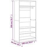 vidaXL - Kledingkast - 100x50x200 - cm - bewerkt - hout - bruin - eikenkleur
