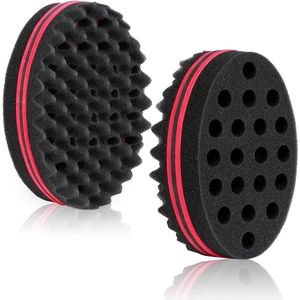 Haarborstelspons 2 stuks krullenspons met afropkam voor afrohaar - Haarkrullende spons voor krul golven, pruik vlecht haarkam styling tool