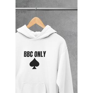 Hoodie - BBC Only - Wurban Wear | Grappige hoodie | Leuk cadeau | Unisex hoodie | meme | Meme kleding | Viespeuk | Grappige kleding | Grappige trui | Dubbelzinnige kleding | Wit