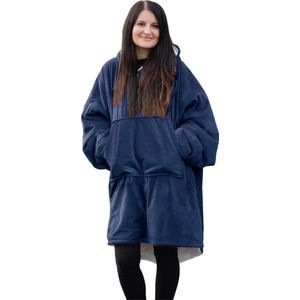 HOMELEVEL Sherpa Hoodie XL Sweatshirt Pullover voor Mannen en Vrouwen Pullover Deken - Blauw