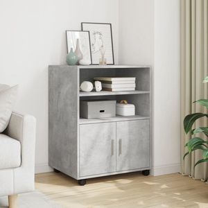 vidaXL Rolkast 60x48x81 cm - Betongrijs Hout Rolkast - Rolkasten - Rolkastje - Rol Kastje