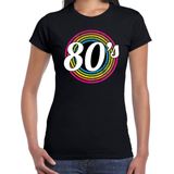 80s / eighties verkleed t-shirt zwart voor dames - discoverkleed / party shirt - Cadeau voor een disco liefhebber L