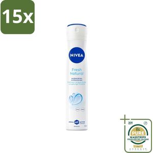 15 x Nivea - Deospray - Men - Fresh Natural - 48 Uur Lang Werkend - 200 ml - Grootverpakking - Nivea Men Deospray - 48 Uur Bescherming - Anti-transpirant - Frisheid - Zweetbehandeling