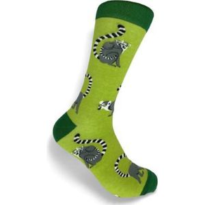 JustSockIt Aap sokken - Sokken - Ringstaartmaki - Leuke sokken - Vrolijke sokken - Apen sokken