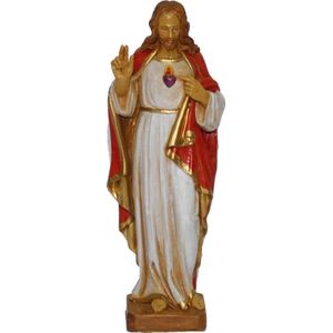 Jezus beeldje heilig hart van Jezus 25 cm - Religieuze beelden - Kerstbeeldjes/kerstbeelden decoratie