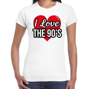 I love 90s verkleed t-shirt wit voor dames - discoverkleed / party shirt - Cadeau voor een nineties liefhebber M