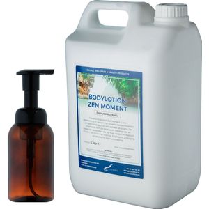Zeepdispenser 300 ml amber bruin hervulbaar + 5 liter Bodylotion Zen Moment navulling
