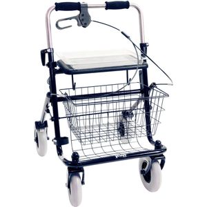 Premis - Provo - Rollator - 2de Generatie - Duwbeugel - Eenzijdig Links & Rechts geremd - Maximaal draagvermogen 120 kg - Metallic Zwart