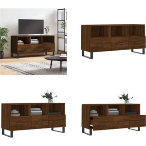 vidaXL Tv-meubel 102x36x50 cm bewerkt hout bruineikenkleurig - Tv-meubel - Tv-meubelen - Tv Kast - Opbergkast