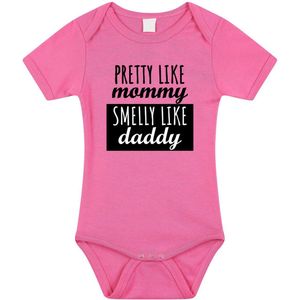 Pretty like mommy smelly like daddy tekst baby rompertje roze meisjes - Kraamcadeau - Babykleding 92