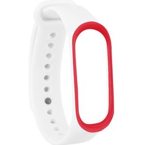 Horlogeband geschikt Voor Mi Band 3/4 - Horloge Band - Polsband - Vervanging Bandjes - Wit met rood