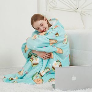 Oversized Sherpa-fleece Deken-Hoodie voor Vrouwen en Mannen - Super Warme Pluche Flanellen Capuchondeken met Reuzenzak - Draagbare Deken