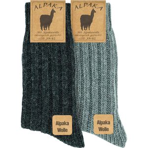 4 paar-Alpaca Sokken-GoWith-dames en heren-gezellige wollen sokken-gemaakt van extra dik alpaca garen-gebreide sokken voor heren en dames-valentijn cadeau-maat: 35-38-grijs en antraciet