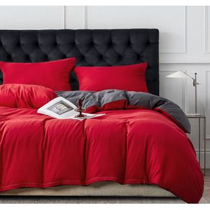 My Ninki ® Buitengewoon Comfortabele en Omkeerbare Beddengoedset in Rood en Grijs met Microvezel