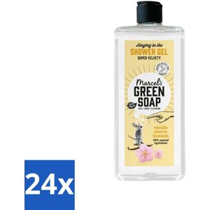 24 x Marcel's Green Soap - Douchegel - Vanille & Kersenbloesem - Verzorgend & zacht - 300 ml - Douchegel - Biologische Douchegel - Vegan Douchegel - Douchegel Vanille - Douchegel Kersenbloesem