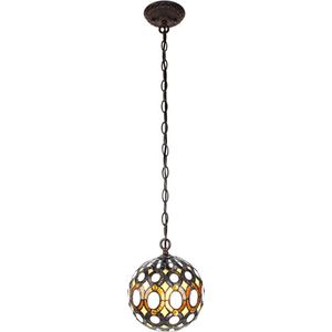 LumiLamp Hanglamp Tiffany Ø 20x116 cm Geel Metaal Glas Rond Hanglamp Eettafel