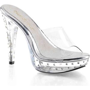 Fabulicious - COCKTAIL-501SDT Muiltjes met hak - US 14 - 45 Shoes - Transparant/Zilverkleurig