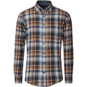 CASA MODA - Sport Comfort Fit Overhemd - Grijs Geruit - Flanel - Strijkvriendelijk