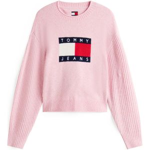 Tommy Jeans Trui Tjw Melange Flag Swe Dw0dw21782 T08 Mistic Pink Htr Dames Maat - XXS
