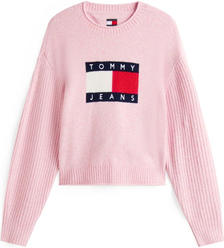 Tommy Jeans Trui Tjw Melange Flag Swe Dw0dw21782 T08 Mistic Pink Htr Dames Maat - XXS