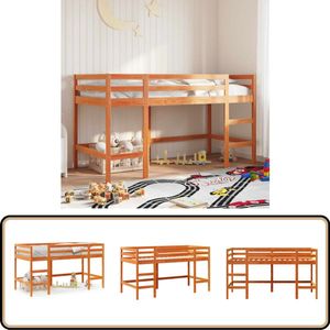 vidaXL Kinderhoogslaper met ladder 80x200 cm massief grenenhout bruin
