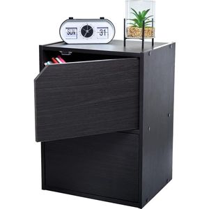 Wastafelonderkast / Kast met deuren / Kast met planken / Boekenkast / Kast met 2 deuren, Design, modulair, Kantoor, Woonkamer - Module Shelf - MDB-2D - Zwart Eiken