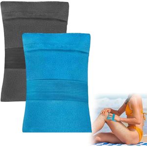 Zandverwijderaar voor op het strand – draagbaar, borstel en handschoenen – poederzak, 2 stuks